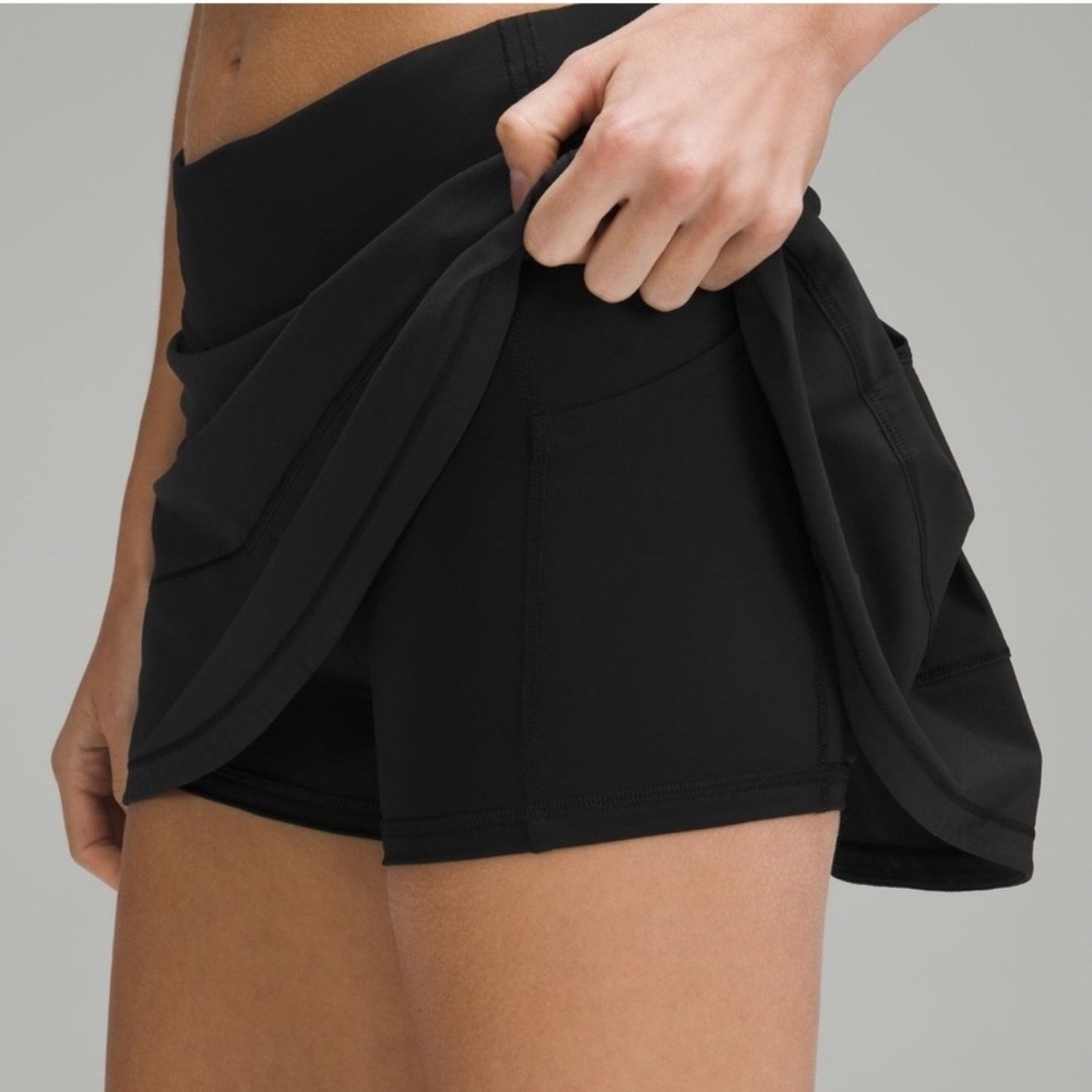 Lululemon Pace Rival Mid-Rise Skirt Women 12 Black Tennis Skort - Picture 4 of 12